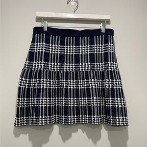 NWOT Freshman 1996 Navy & White Plaid Skater Skirt Size L